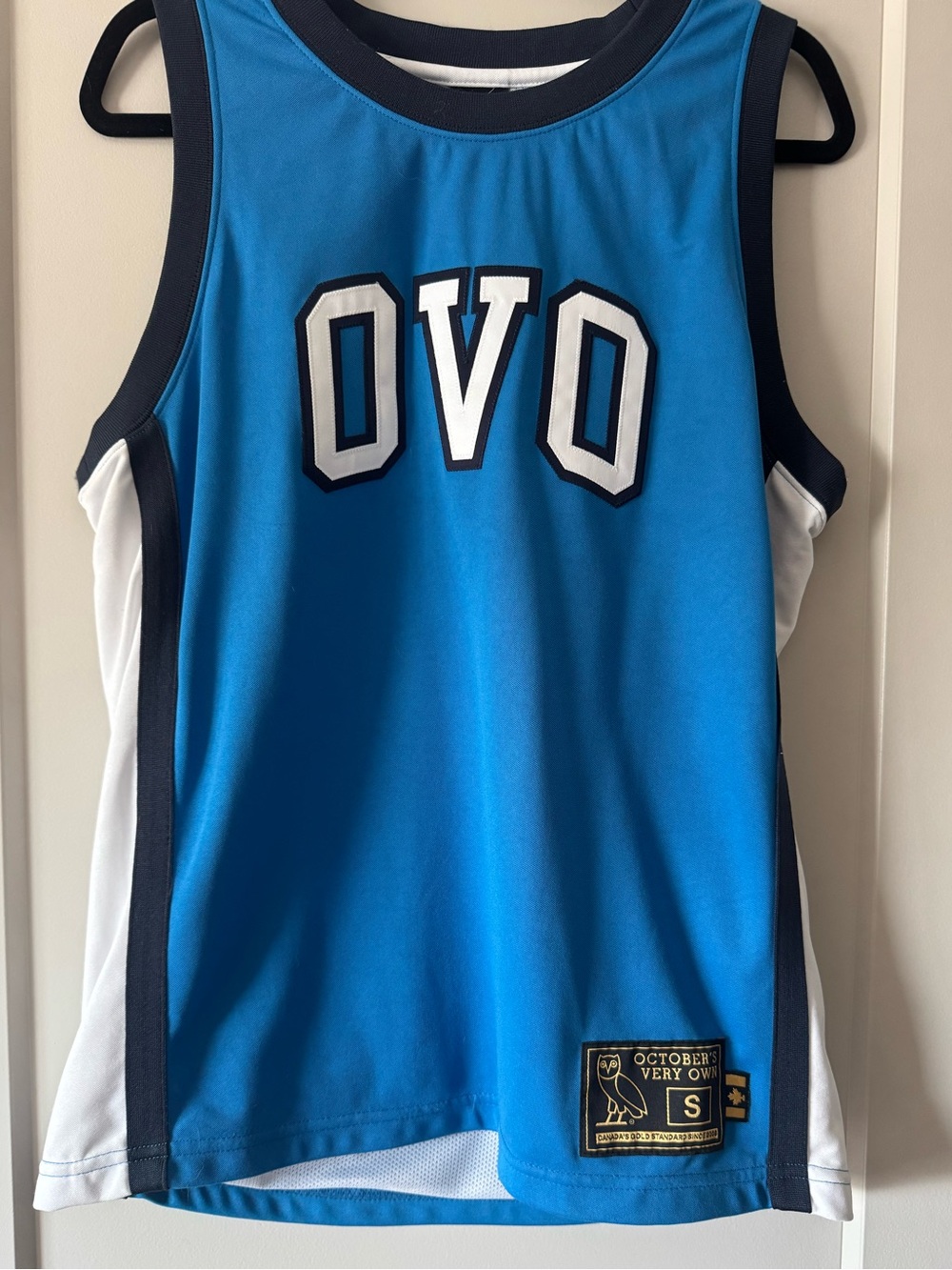 OVO Light Blue Basketball Jersey with Navy Trim